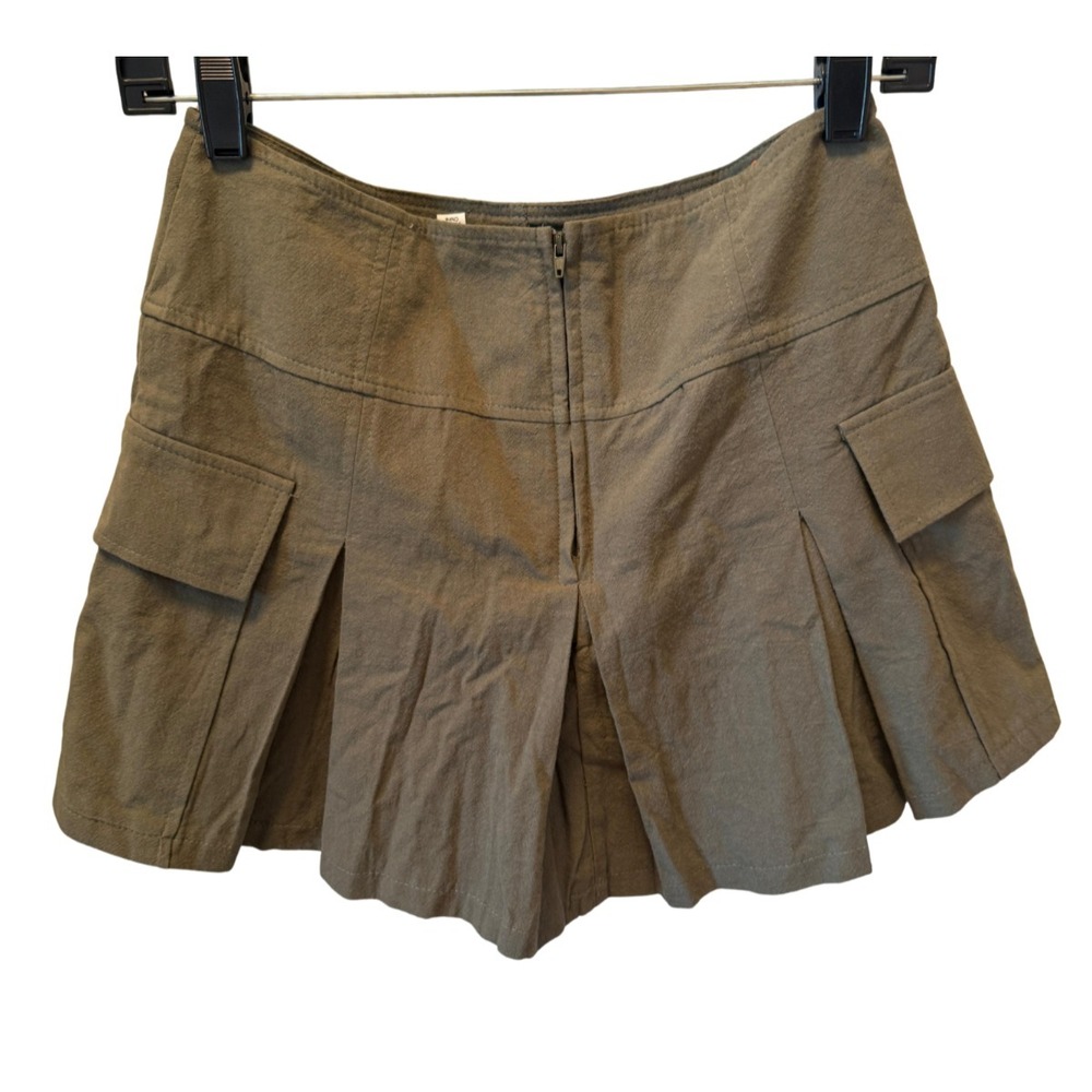 Cargo Skort Tenniscore Pleated Green Y2K Mini Skirt Shorts Cotton S Preppy